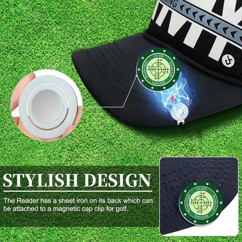 DESELL Golf Green Reader, 2 Pack Golf Ball Marker Hat Clip with High Precision Horizontal Bubble, Putting Training Aid Golf Accessories Tool Gift for Men Women - Image 3